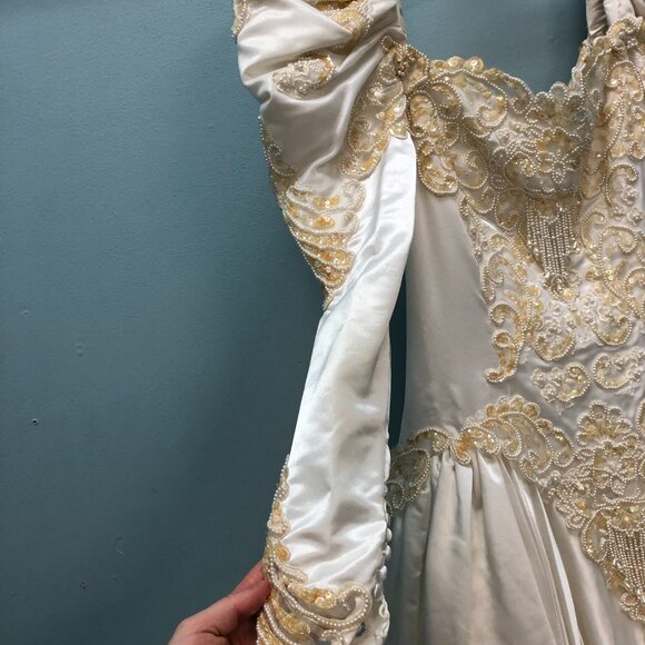 ZOMBIE Dead Corpse Bride, Halloween Wedding Dress, DAMAGED, Vintage Haunting - Picture 6 of 12